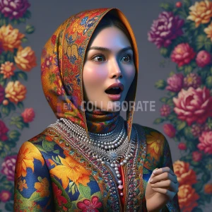 A Malaysian woman wearing a baju kurung
